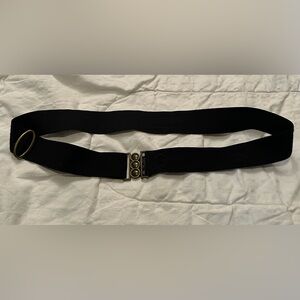 Chic Black Belt with Antique Brass Buckle